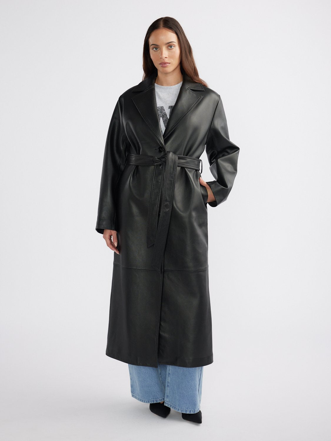 MILEY LEATHER TRENCH