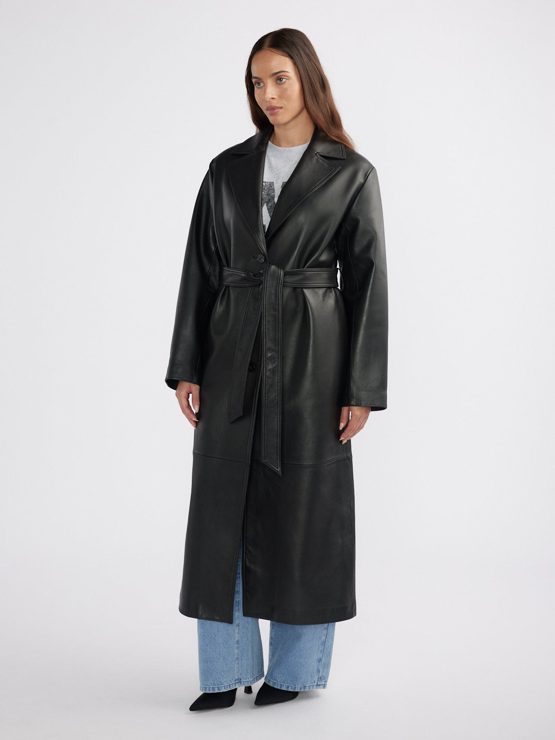 MILEY LEATHER TRENCH