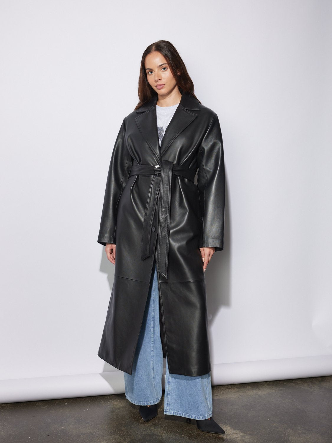 MILEY LEATHER TRENCH