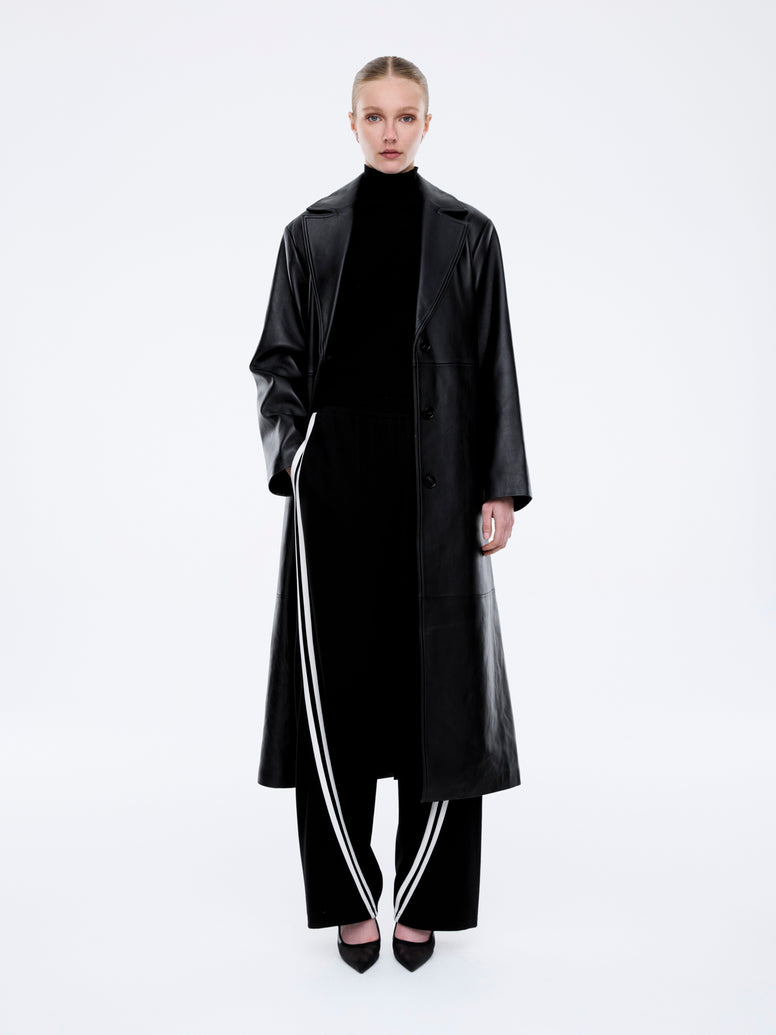 MILEY LEATHER TRENCH - Black