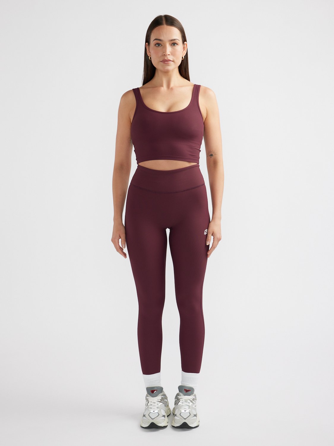 ATHLEISURE RIB LEGGING - Cherry Cola