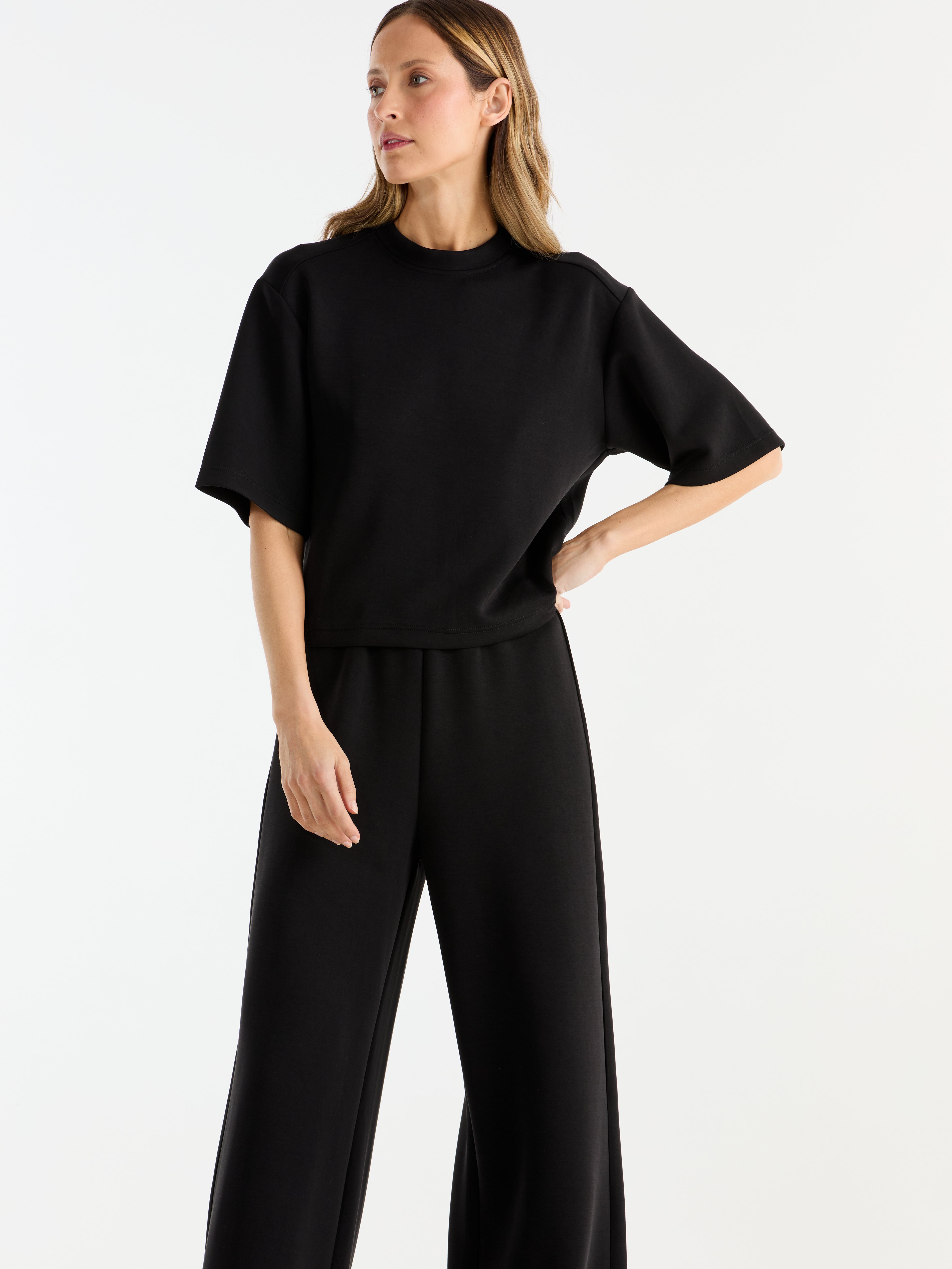 ALESSA RELAXED SOFT JERSEY TEE - Black