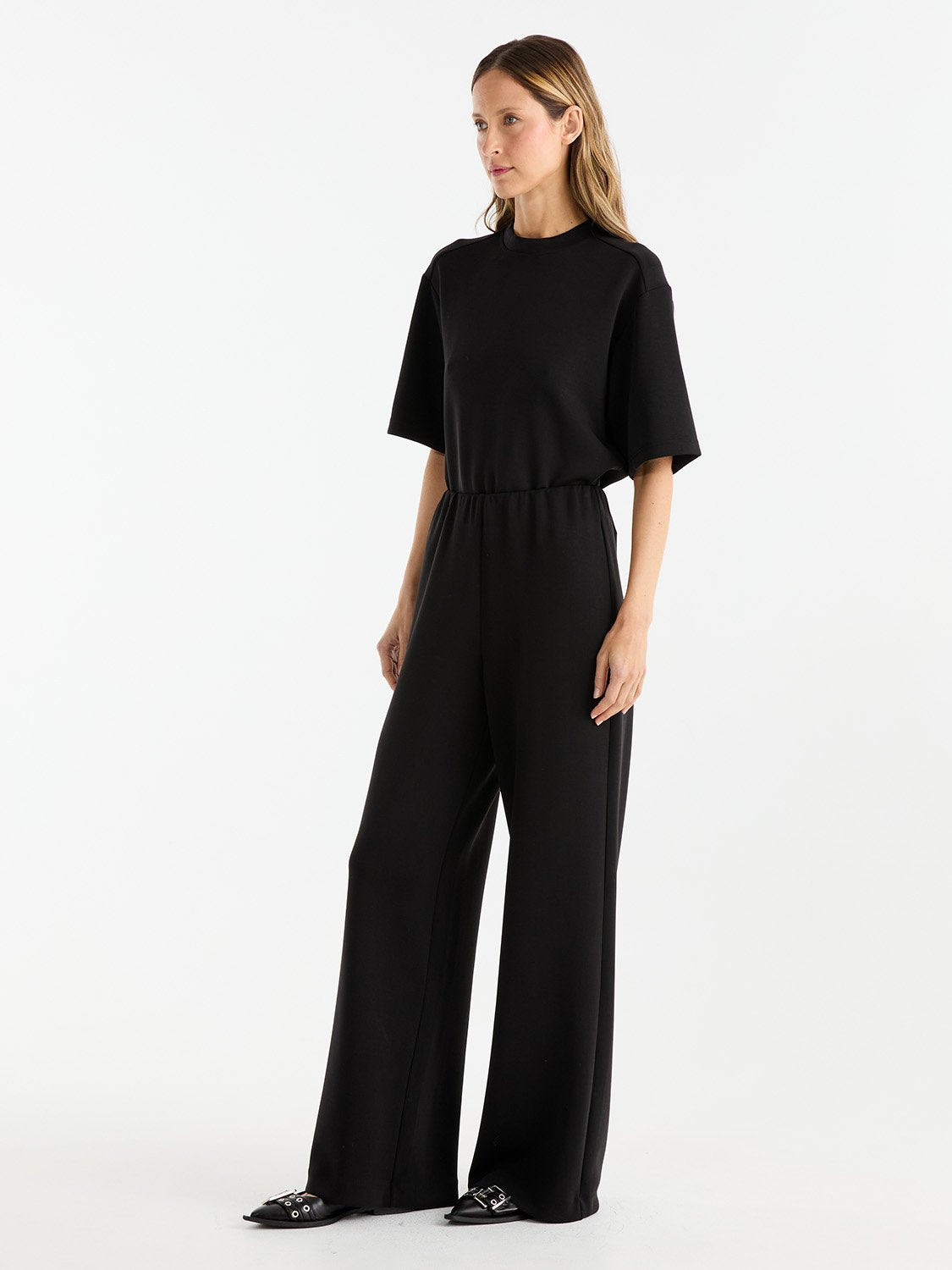 ALESSA RELAXED SOFT JERSEY PANT - Black