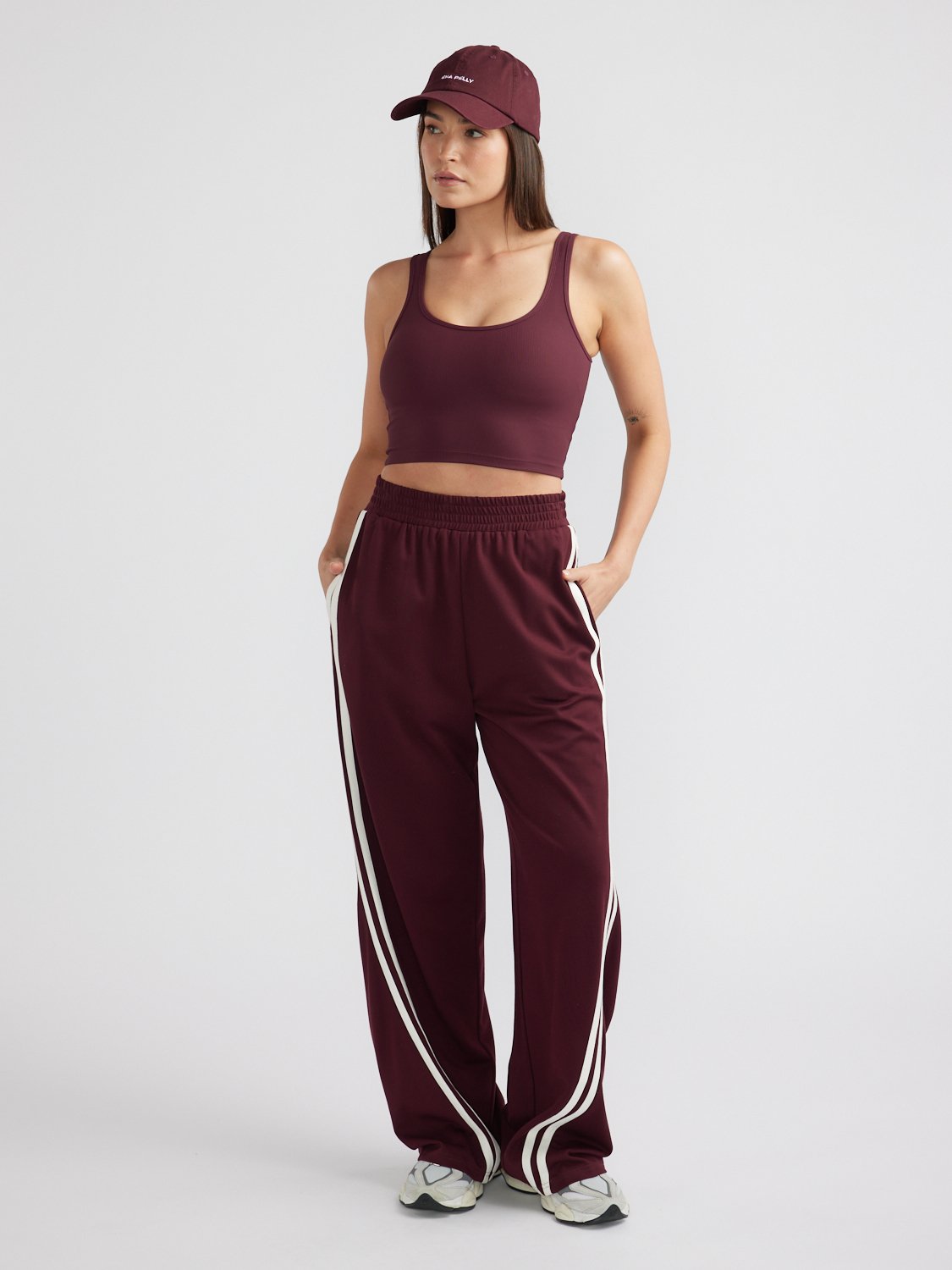 VALENTINA STRIPE PANT - Cherry Cola