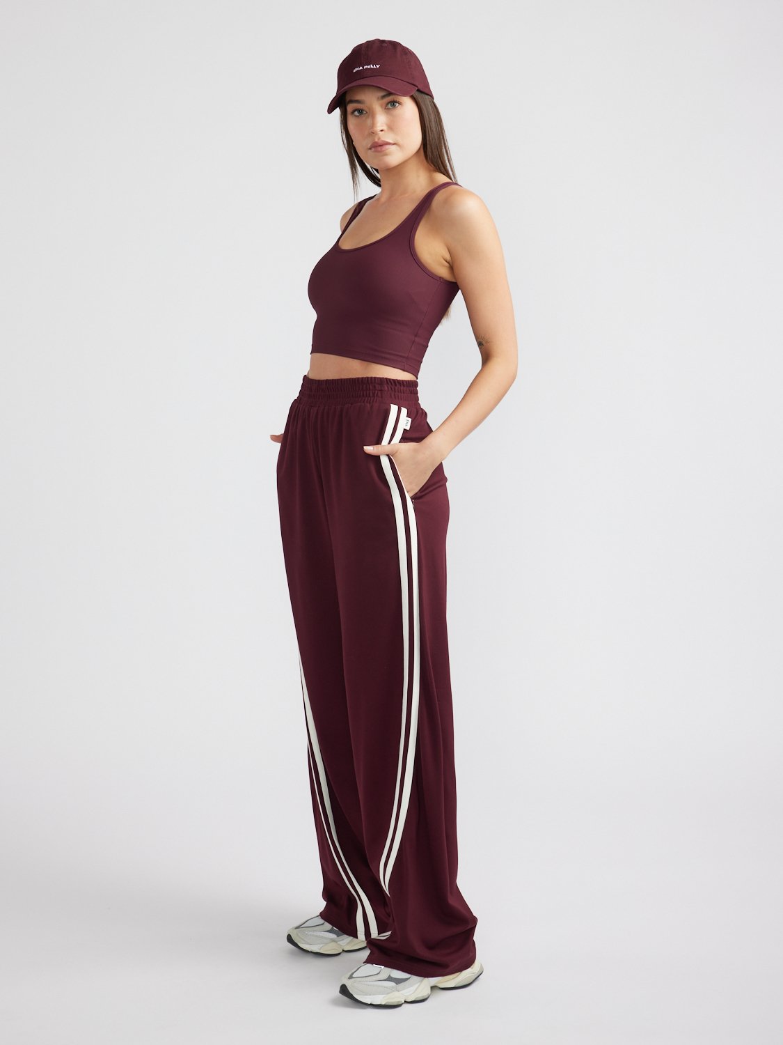 VALENTINA STRIPE PANT - Cherry Cola