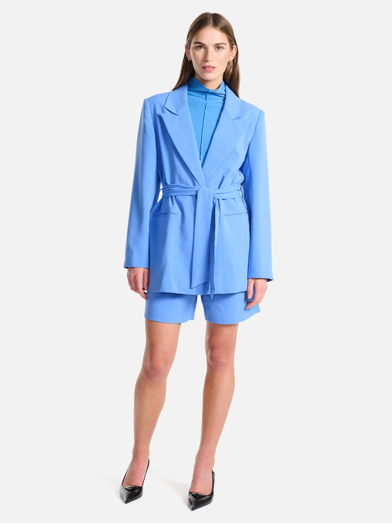 Hazel Tie Front Blazer - Mellow Blue