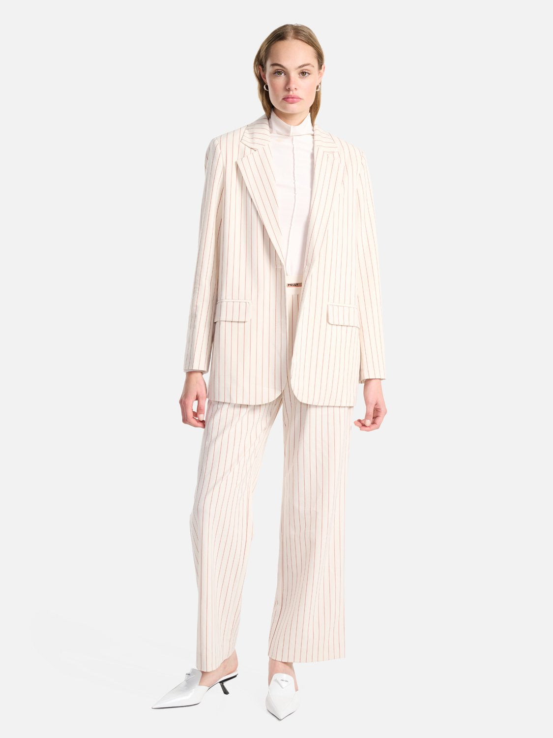 Nigella Boyfriend Blazer - Red Brick Pinstripe