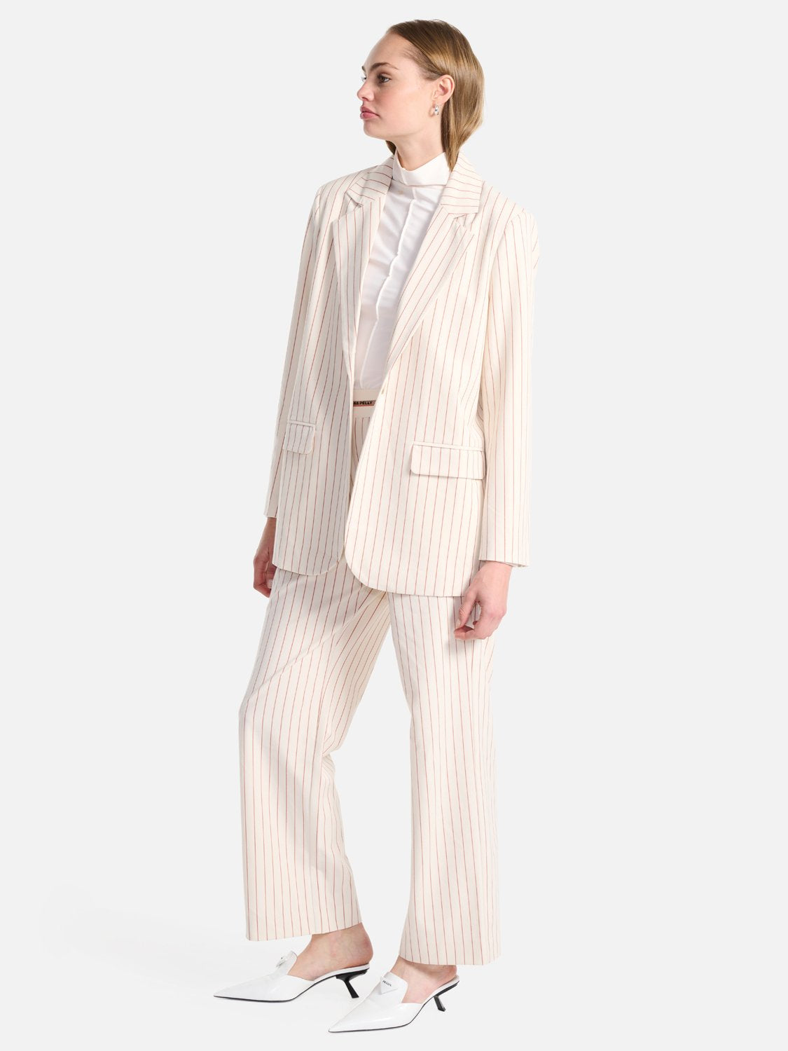 Nigella Boyfriend Blazer - Red Brick Pinstripe