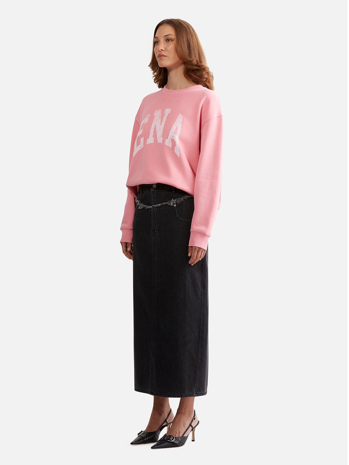 Lilly Oversized Sweater College - Bubblegum