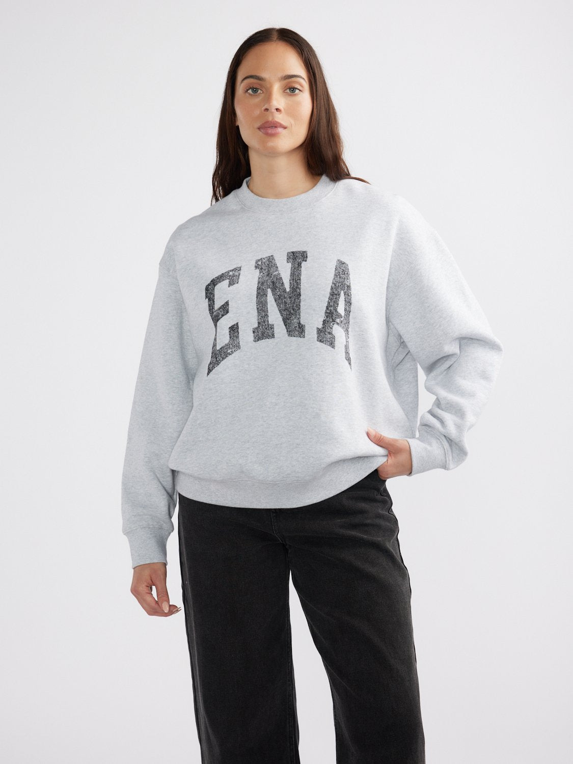 Lilly Oversized Sweater Collegiate - Mid Grey Marle