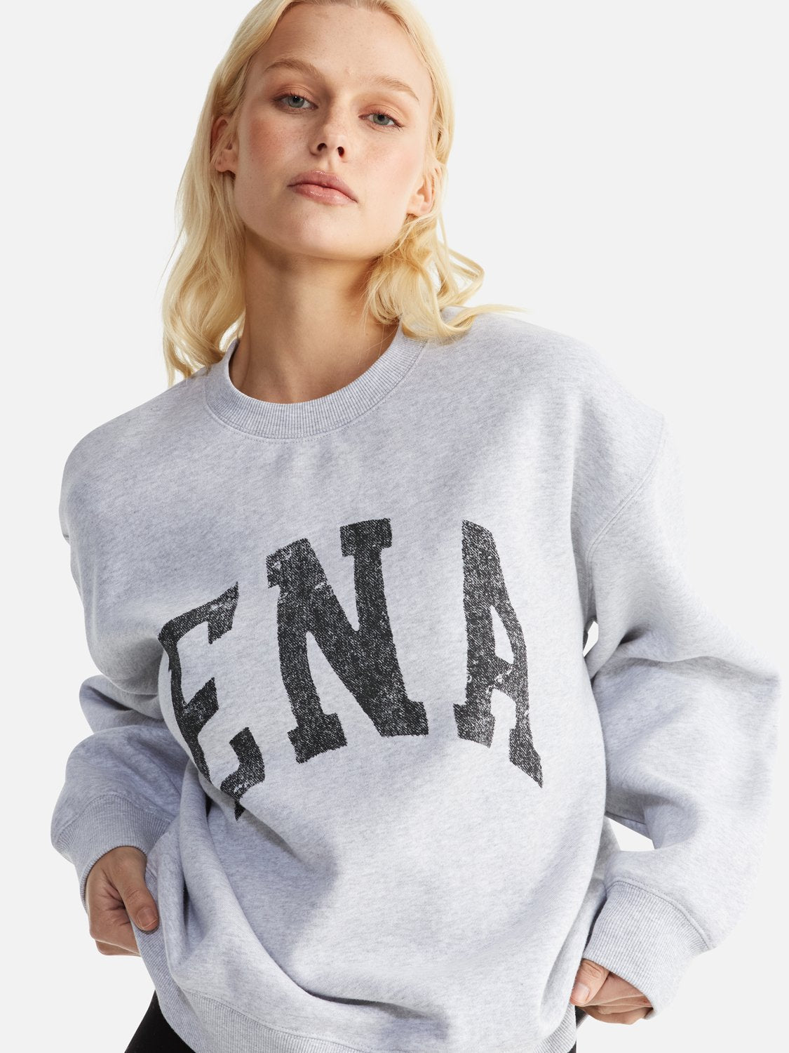 Lilly Oversized Sweater Collegiate - Mid Grey Marle