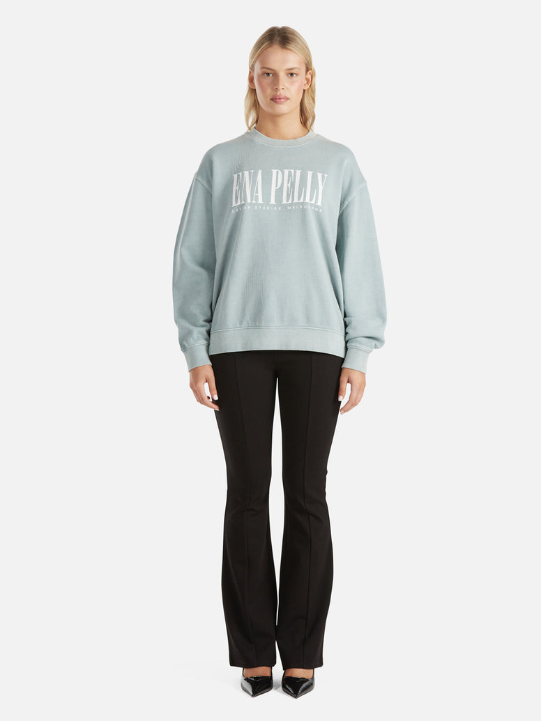 Lilly Oversized Sweater City Logo - Seafoam Wash