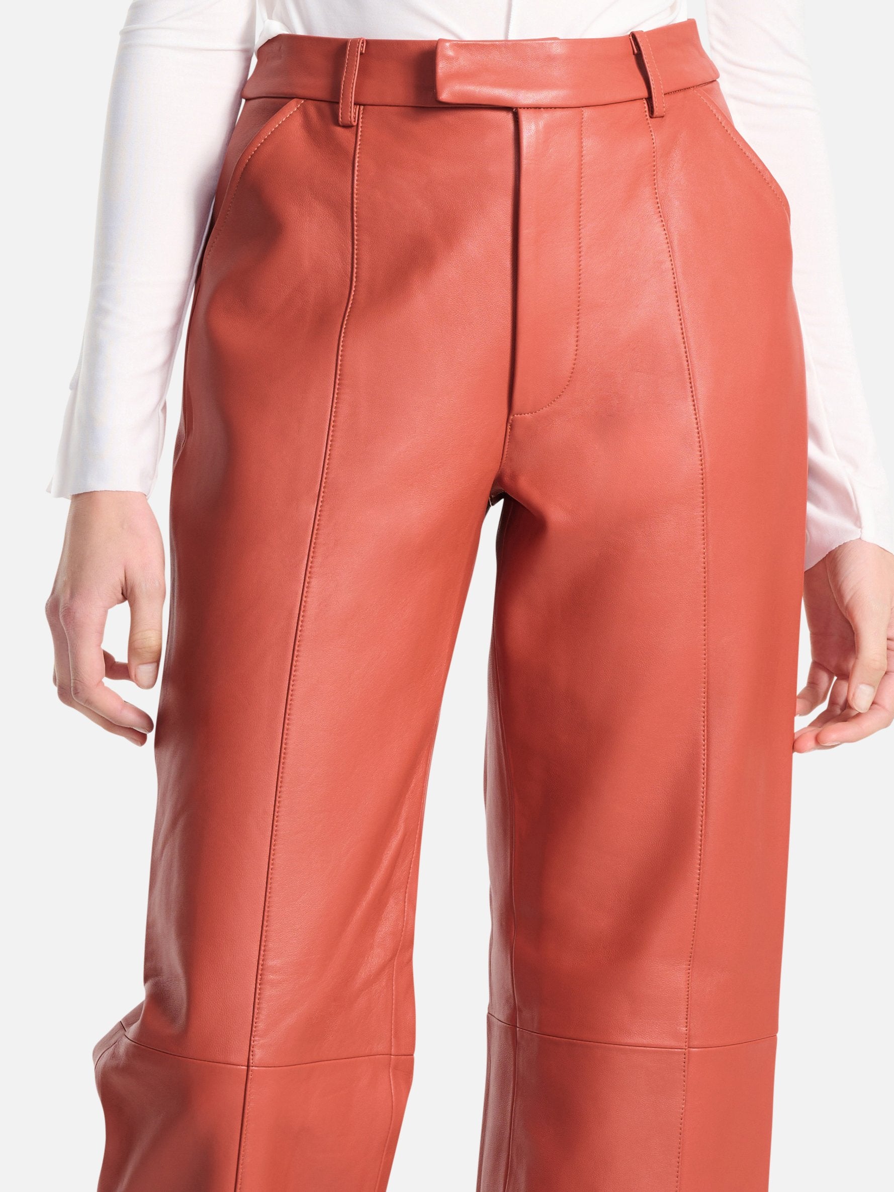 Danielle Leather Pant - Red Brick