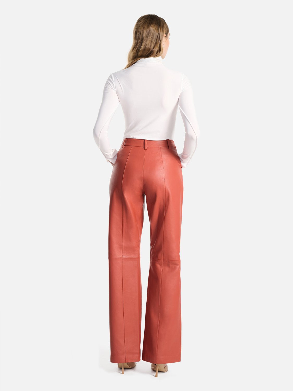 Danielle Leather Pant - Red Brick