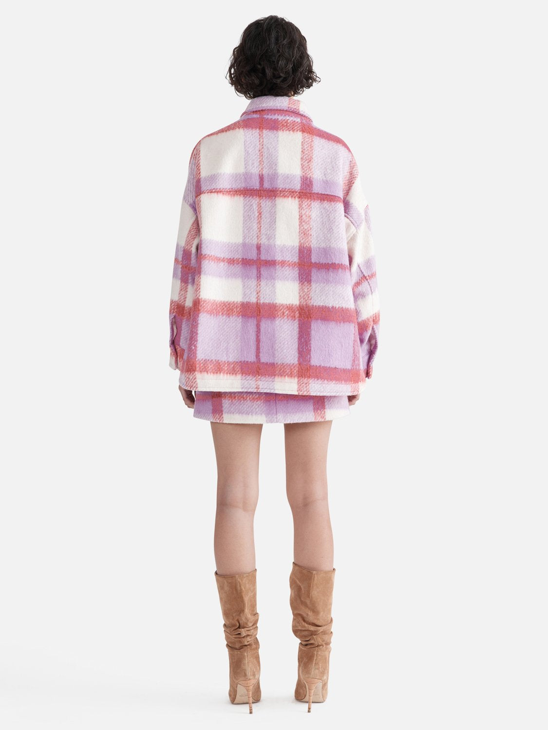 Ophelia Wool Shacket - Spiced Coral Check