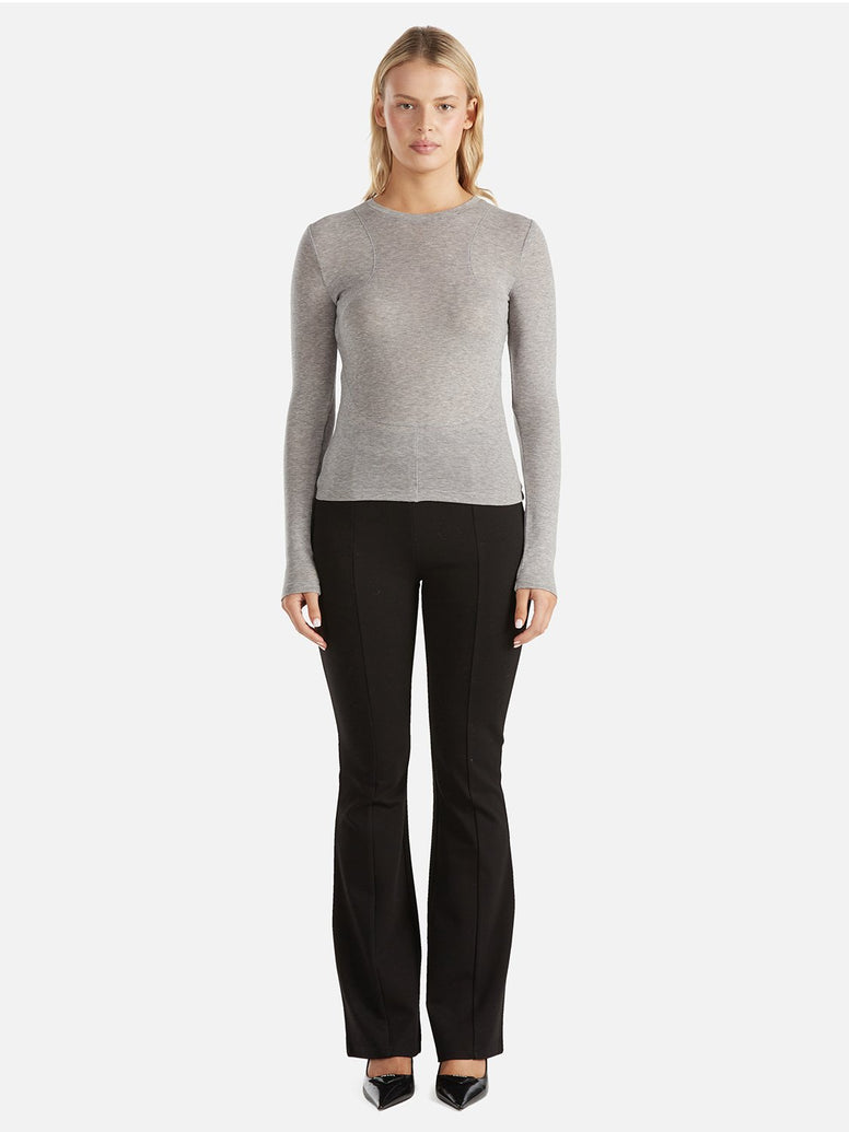 Willow Long Sleeve Top - Charcoal Marle