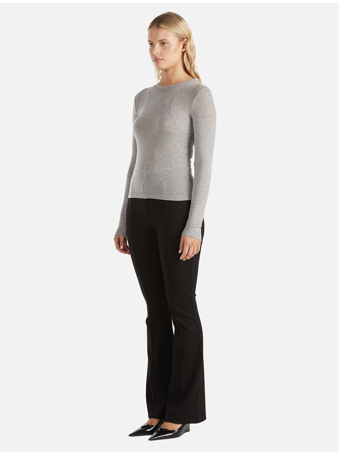 Willow Long Sleeve Top - Charcoal Marle