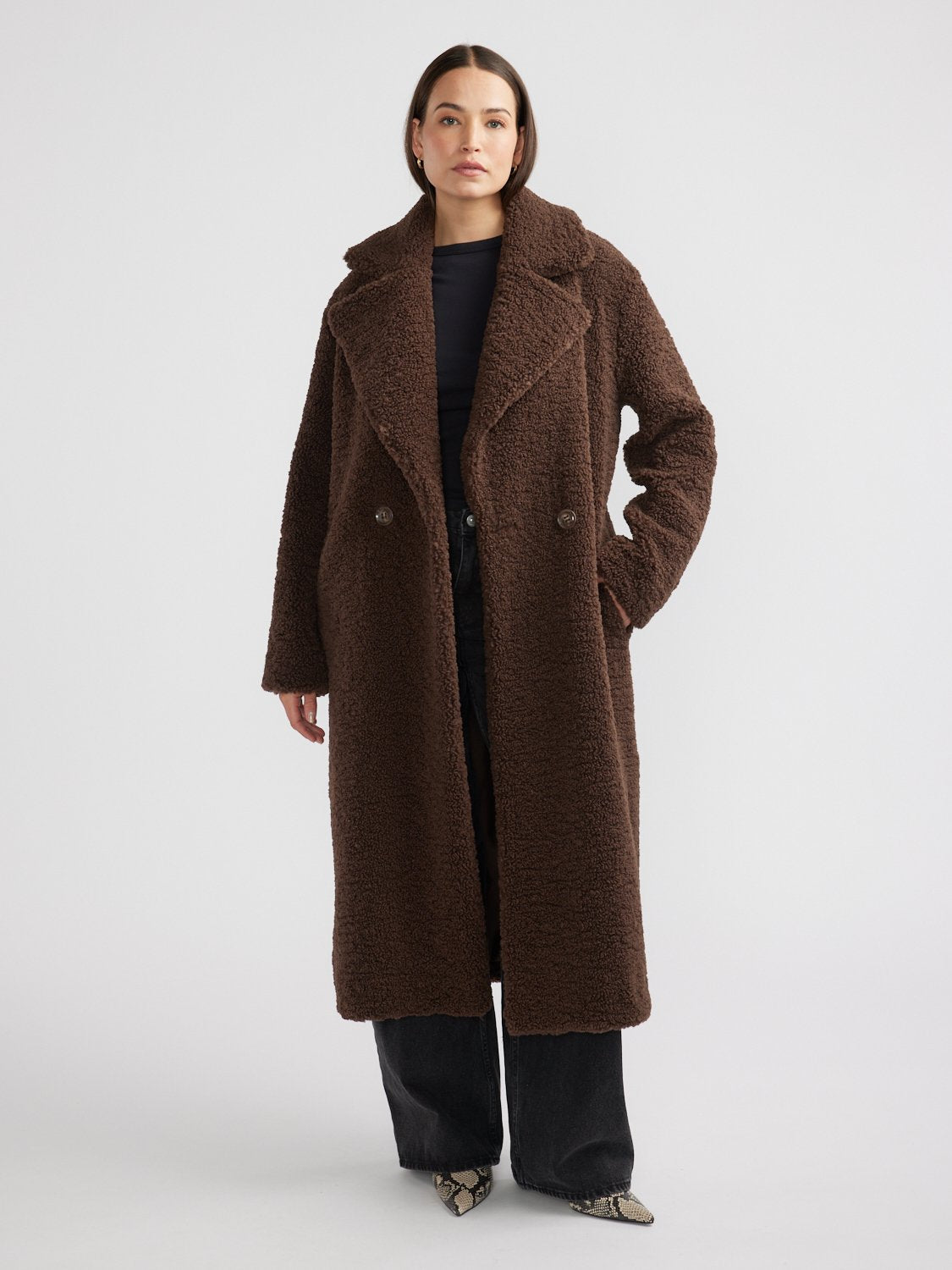 IVY FAUX FUR JACKET - Chocolate