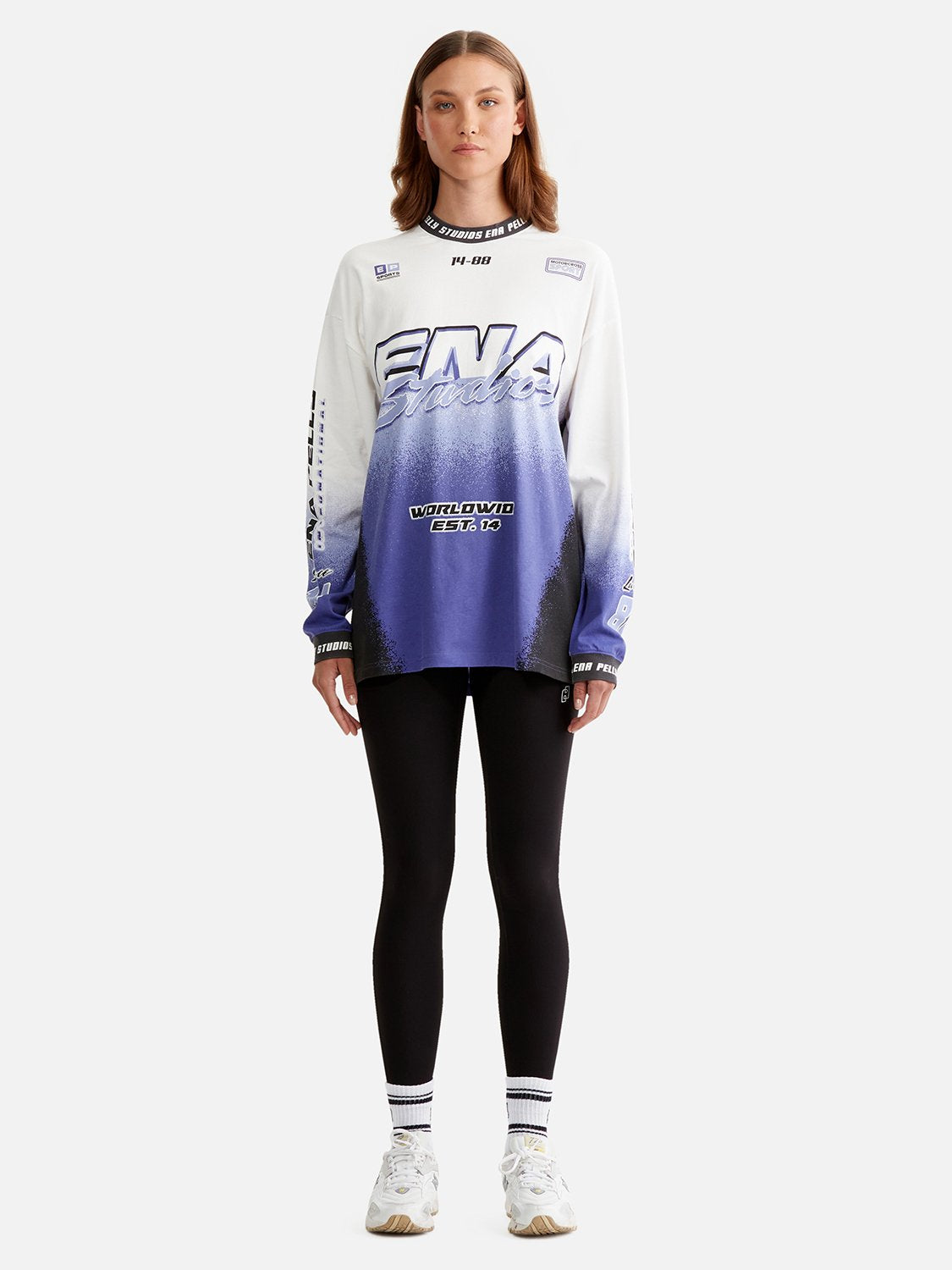 Racer Long Sleeve Tee - White/Iris