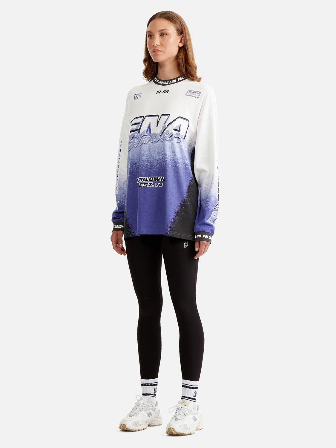 Racer Long Sleeve Tee - White/Iris