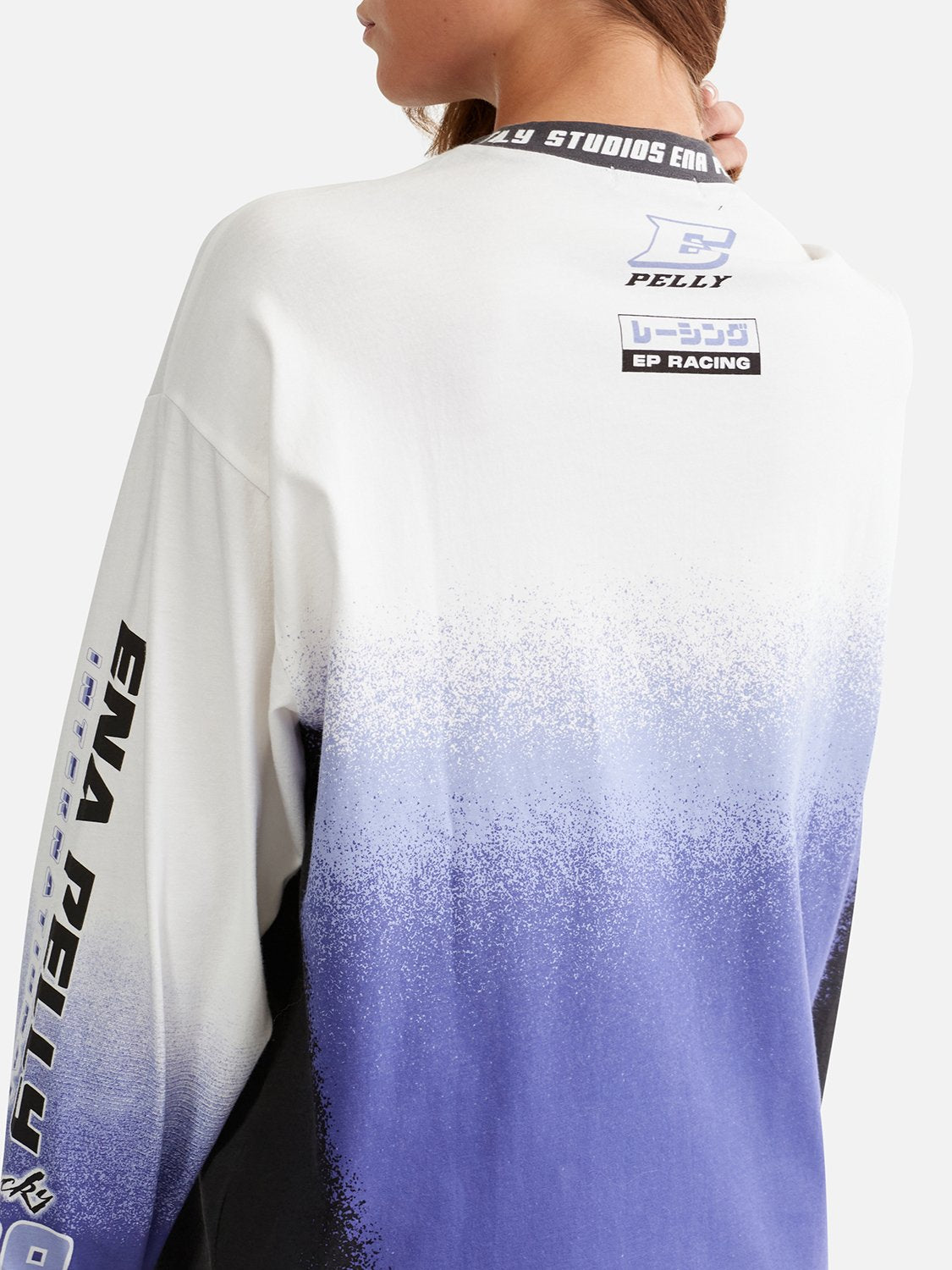 Racer Long Sleeve Tee - White/Iris