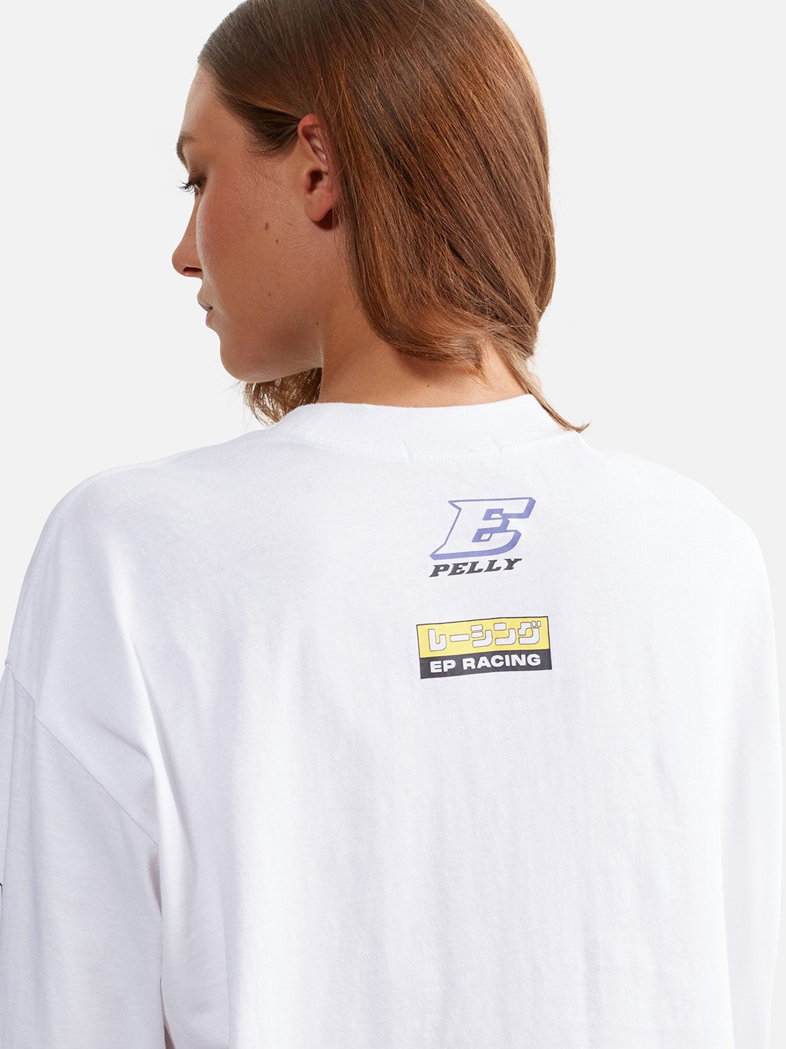 Mixed Logo Long Sleeve Tee - White