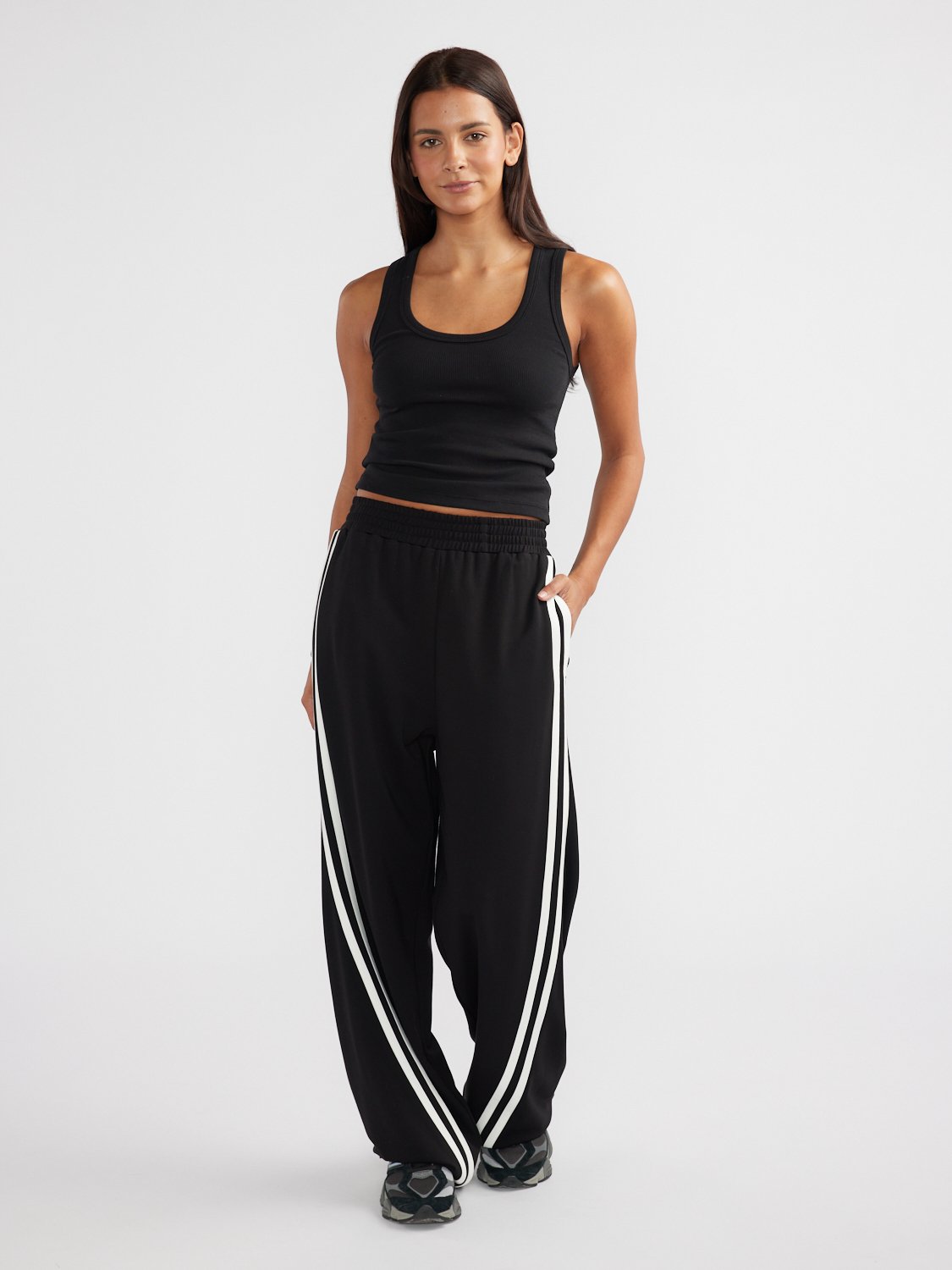 Valentina Stripe Pant - Black/Off White