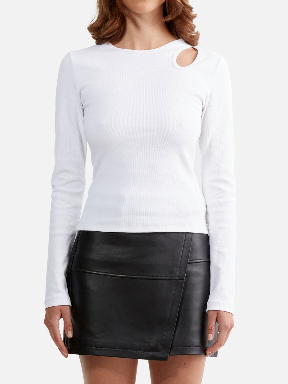 NORA CUT OUT LONG SLEEVE TOP - WHITE