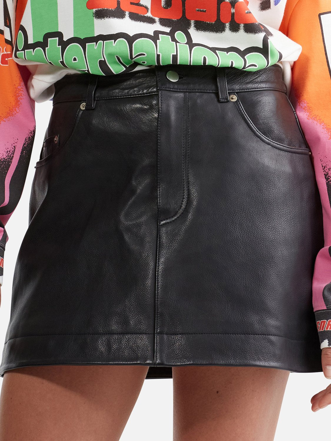 EF Leather Mini Skirt - Black