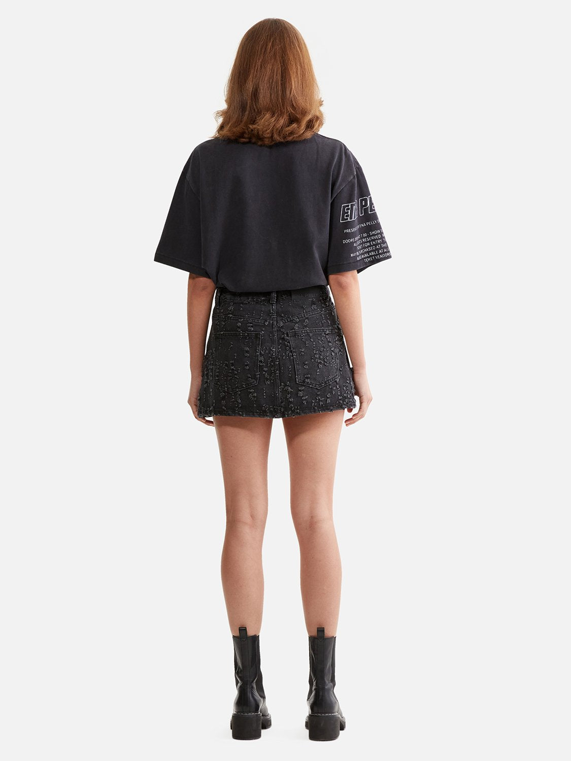 Blossom Denim Mini Skirt - Charcoal Wash