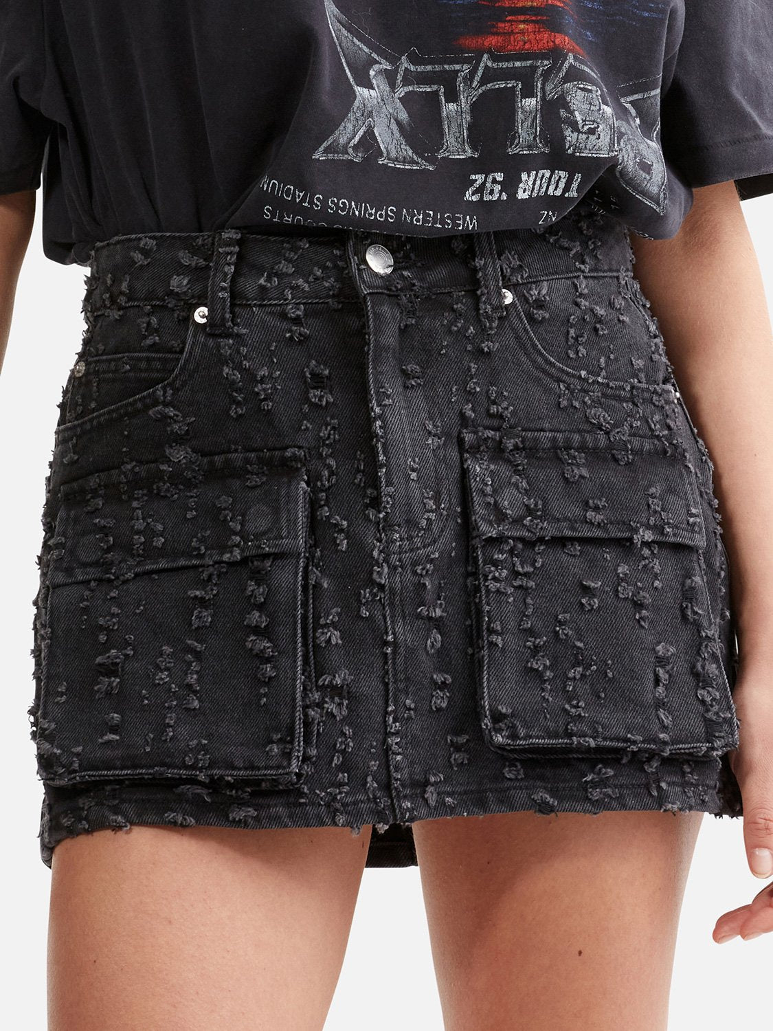 Blossom Denim Mini Skirt - Charcoal Wash