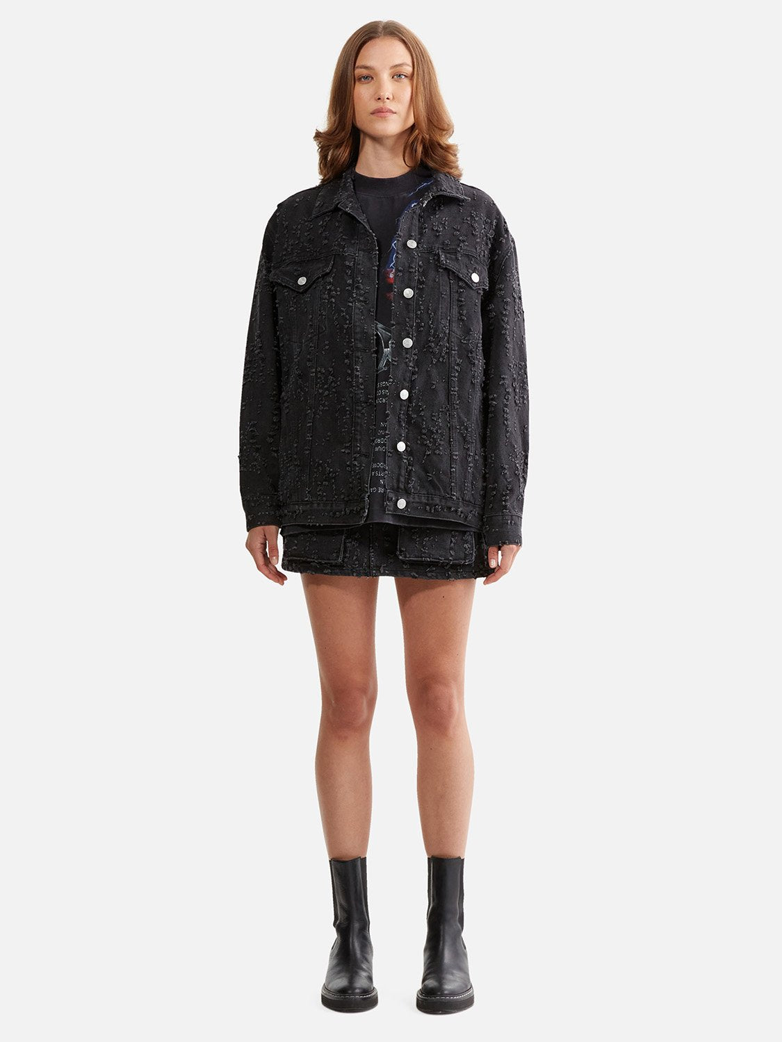 Blossom Oversized Jacket - Charcoal Wash