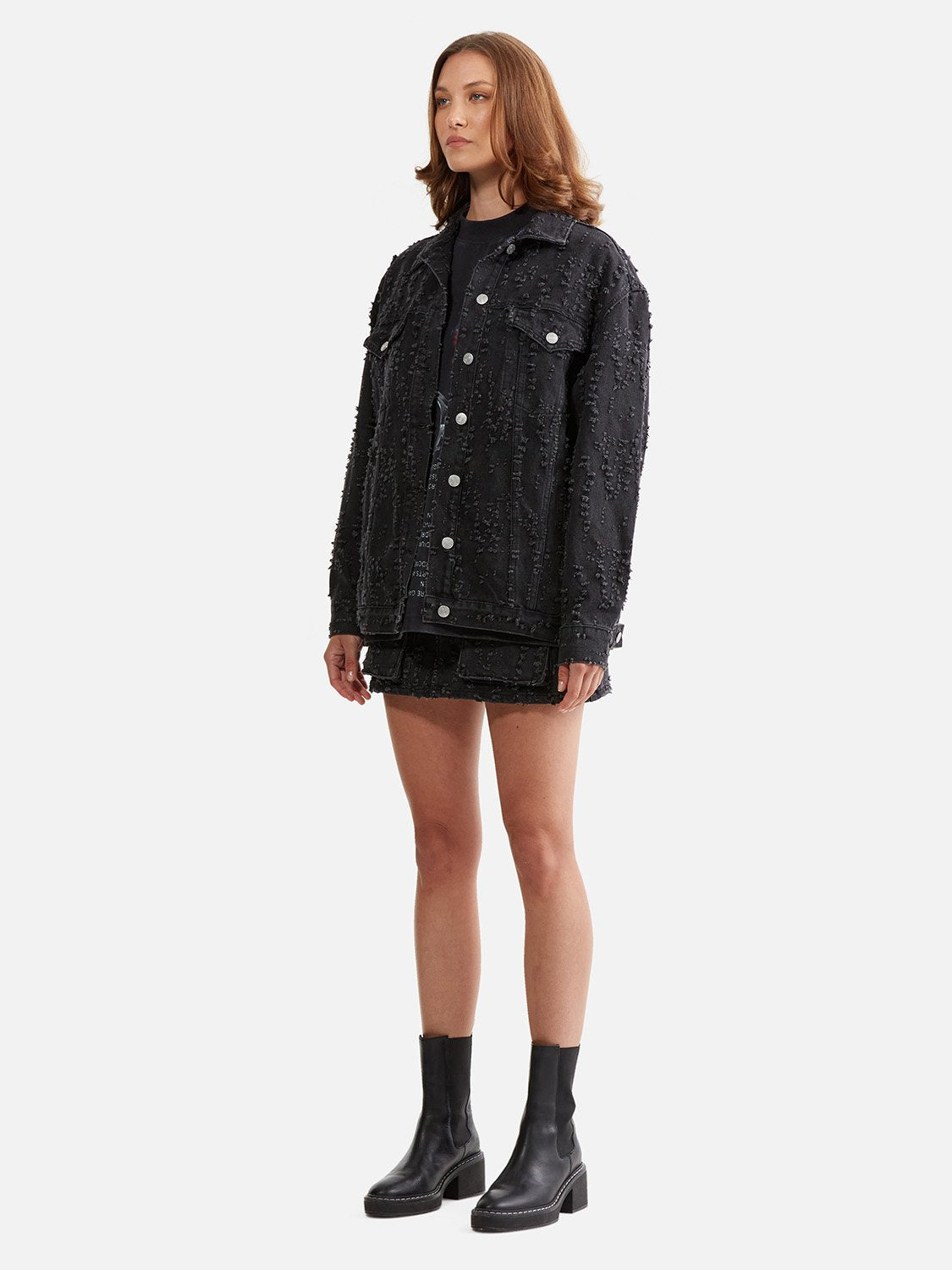 Blossom Oversized Jacket - Charcoal Wash