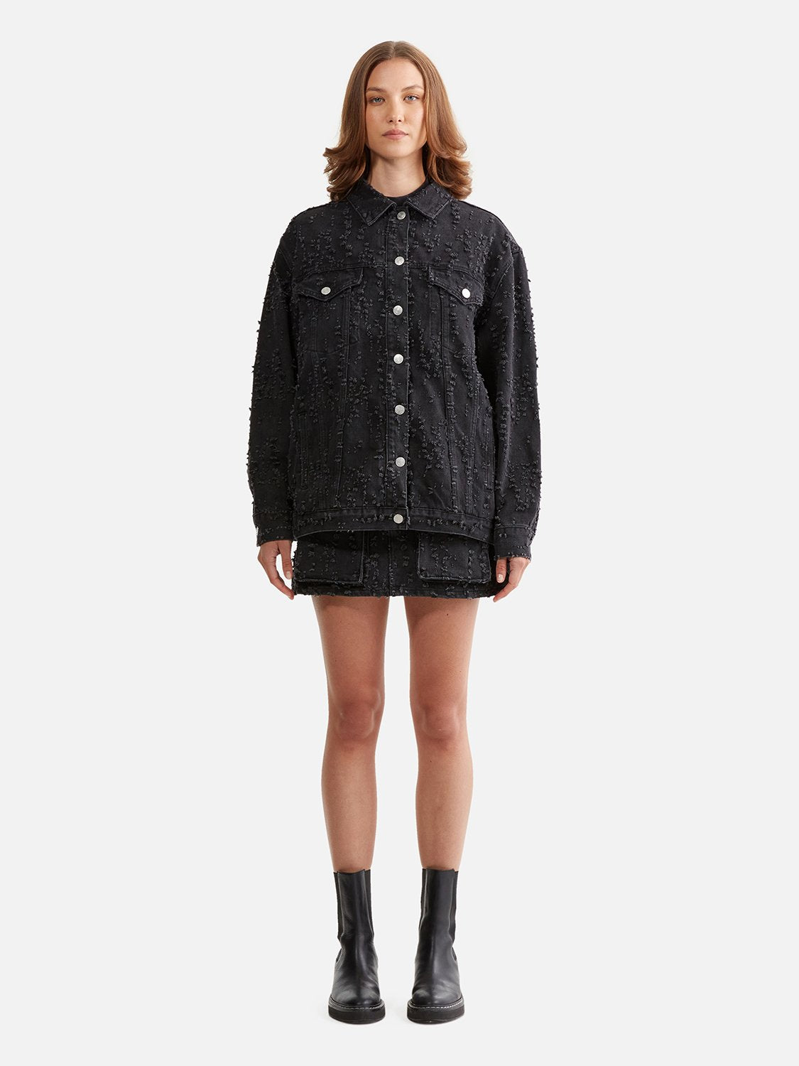 Blossom Oversized Jacket - Charcoal Wash