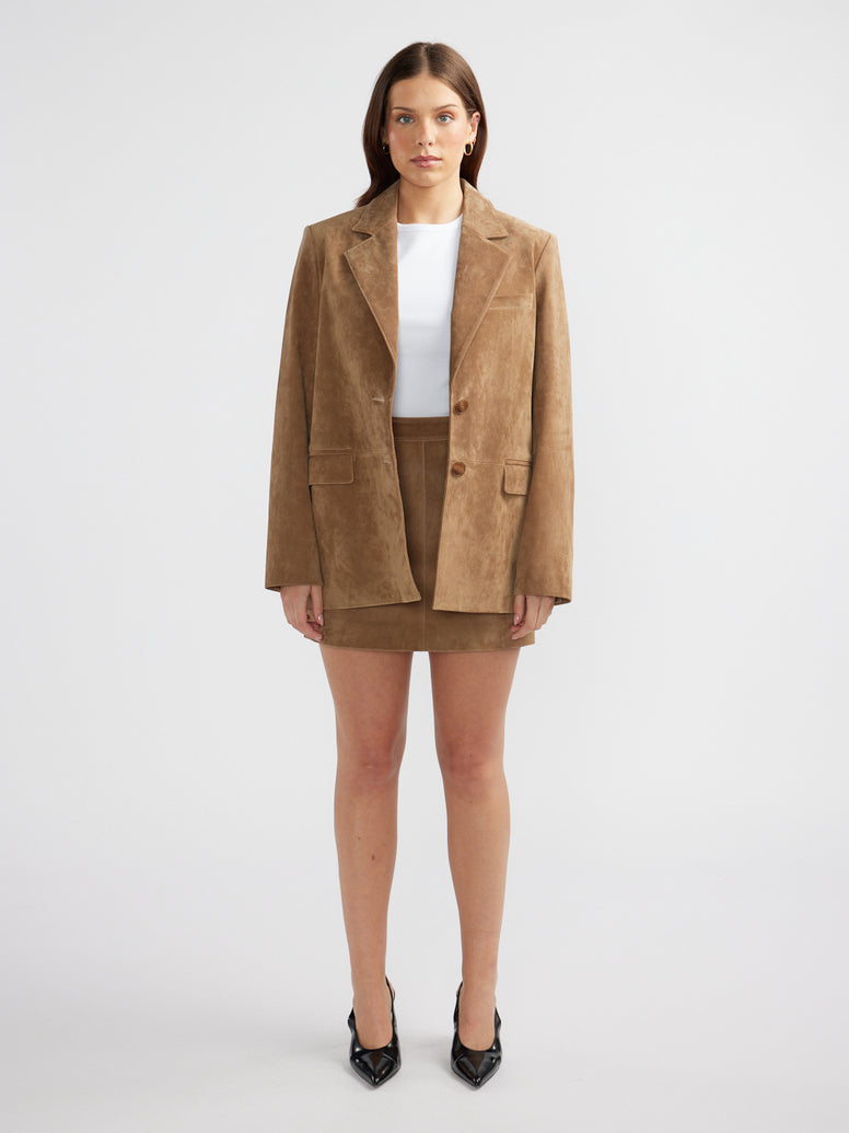 ANA SUEDE BLAZER - Toffee