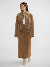 ANA SUEDE BOMBER JACKET - Toffee