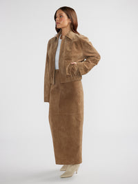 ANA SUEDE BOMBER JACKET - Toffee