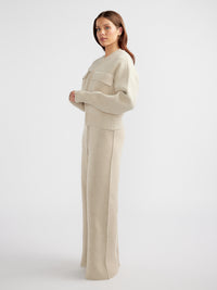 JAMES KNIT BOMBER JACKET - Oatmeal