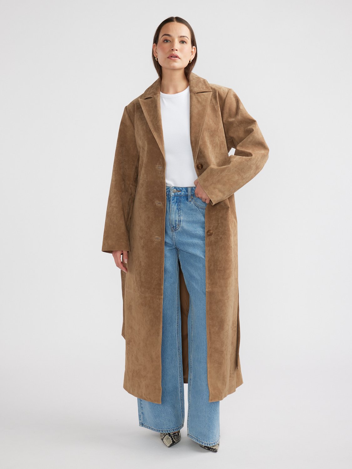 MILEY SUEDE TRENCH - Toffee