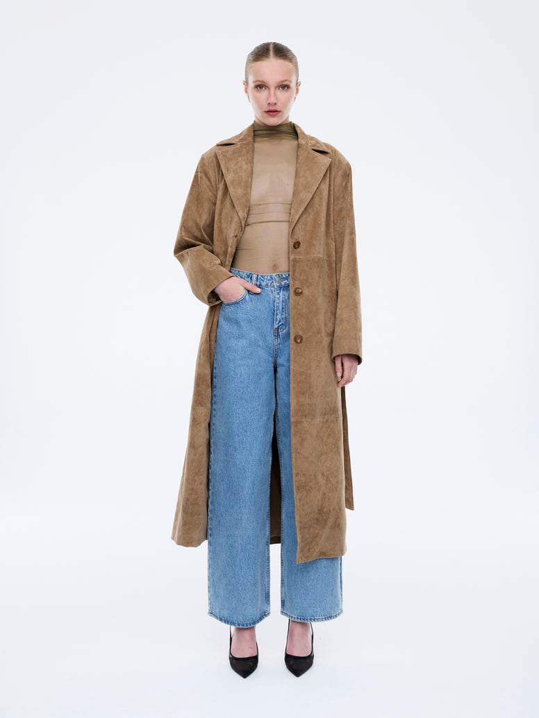 MILEY SUEDE TRENCH - Toffee