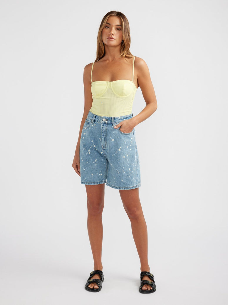 EPXEP CHLOE DENIM SHORTS - Bleached Spot Denim