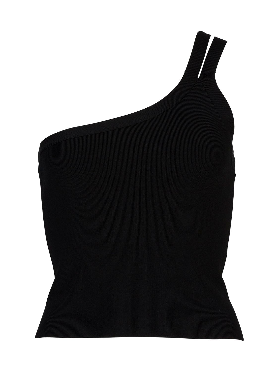 Evie Luxe Assymetric Knit Tank - Black