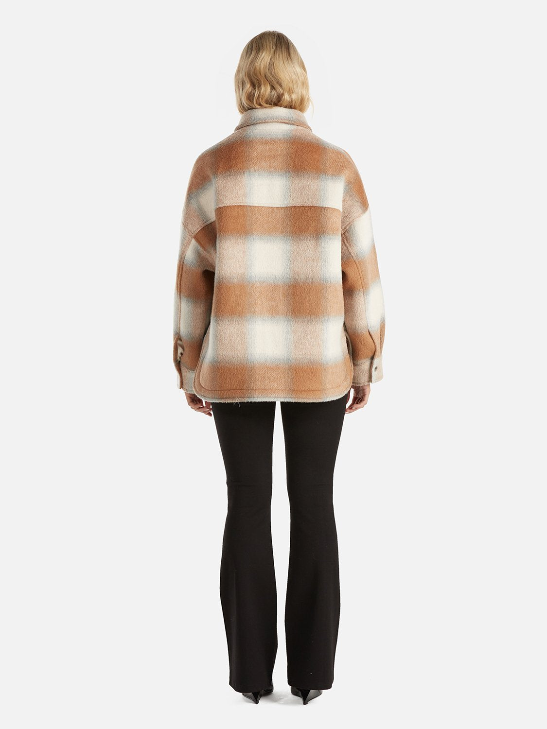 Ophelia Wool Shacket - Biscuit Check