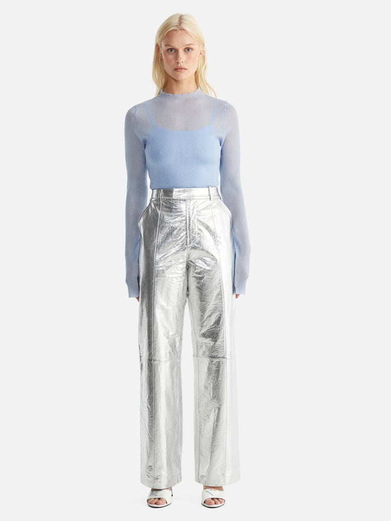 Danielle Leather Pant - Metallic Silver