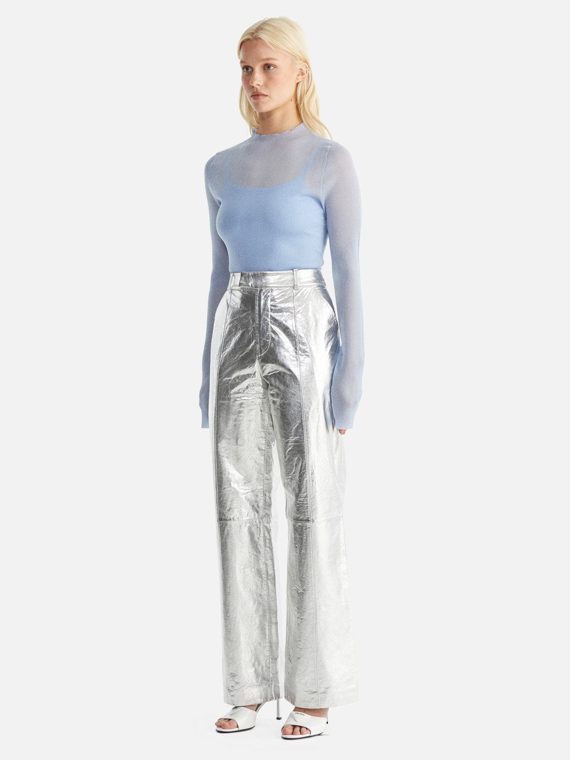 Danielle Leather Pant - Metallic Silver