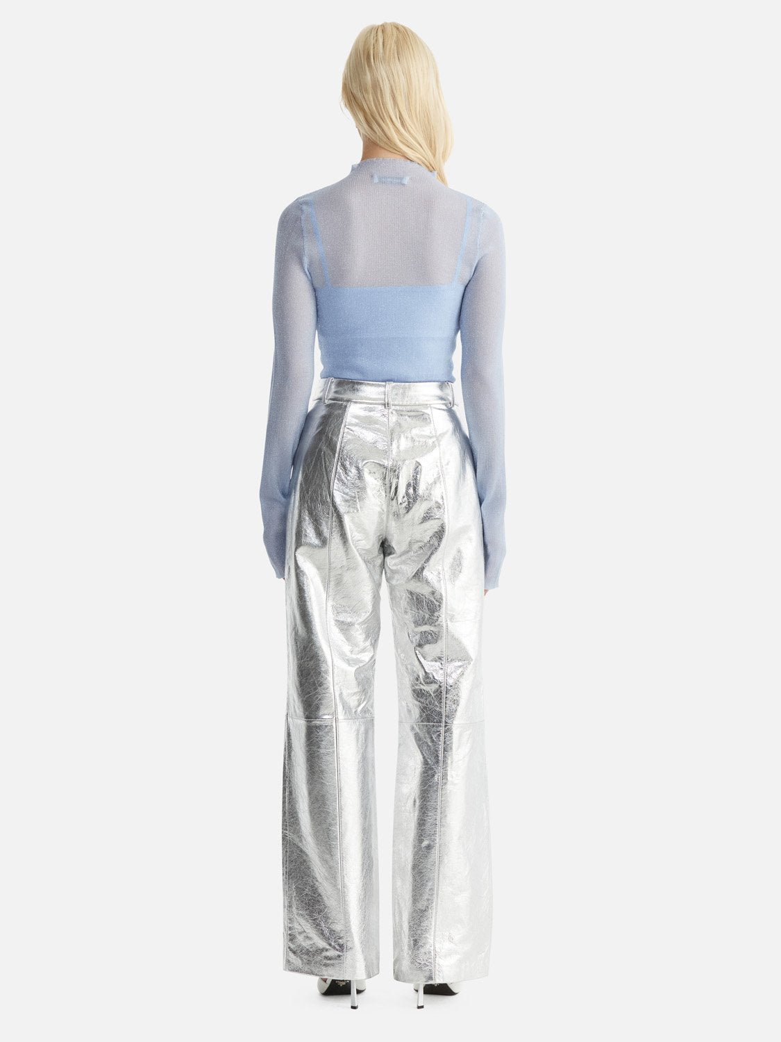 Danielle Leather Pant - Metallic Silver