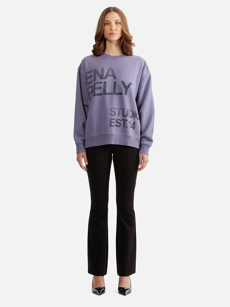 Lola Oversized Sweater Stamped Logo - Dark Iris