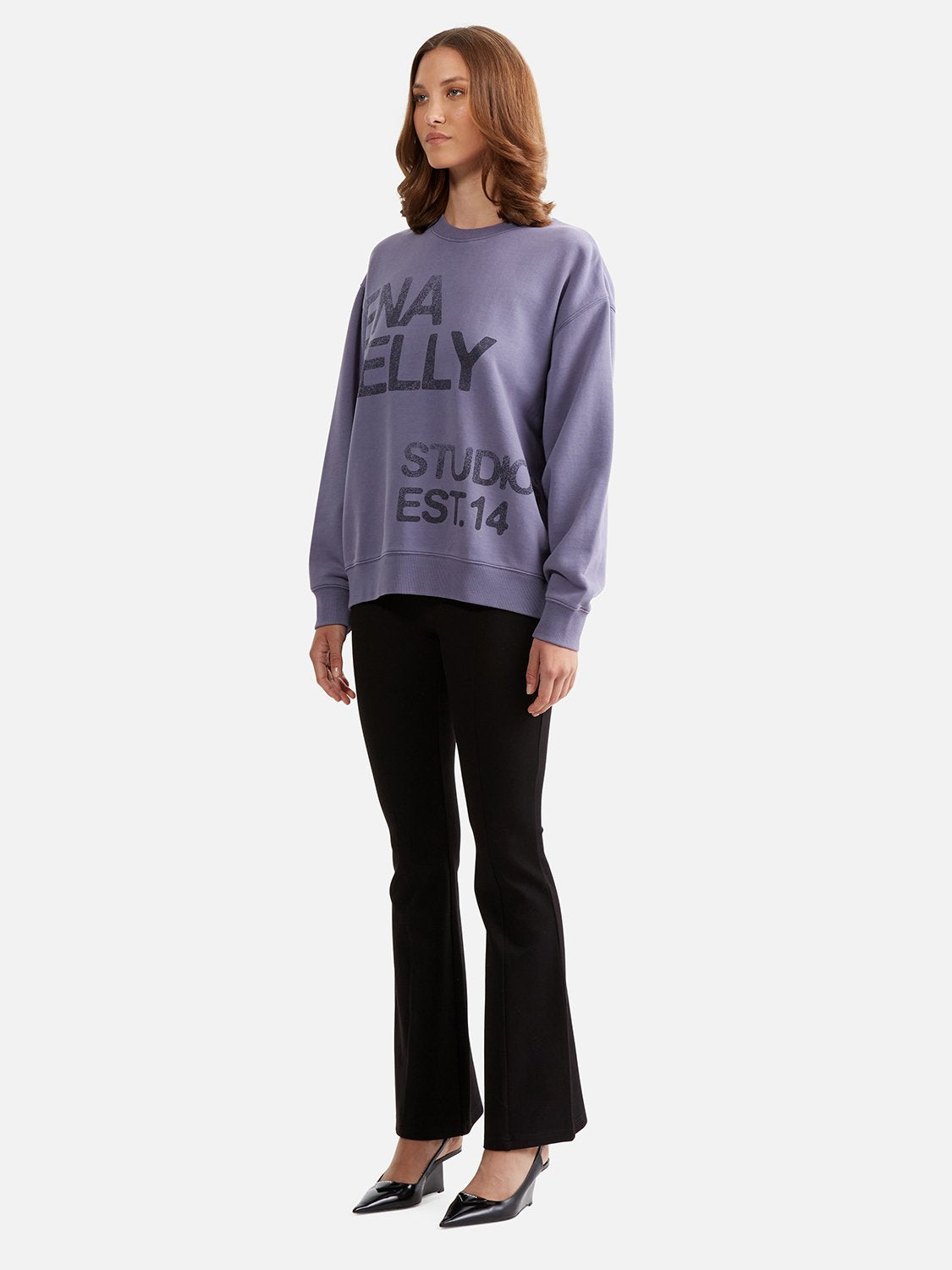 Lola Oversized Sweater Stamped Logo - Dark Iris