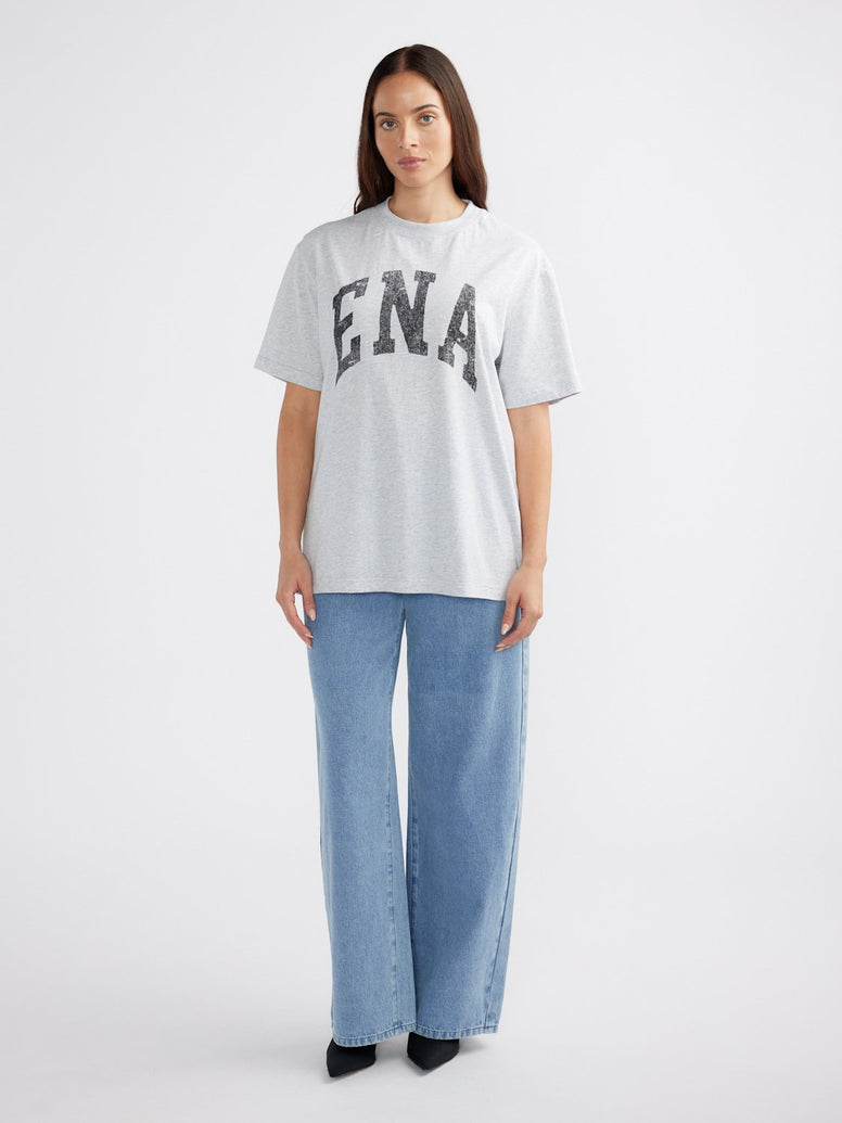 Jessie Oversized Tee Collegiate - Mid Grey Marle