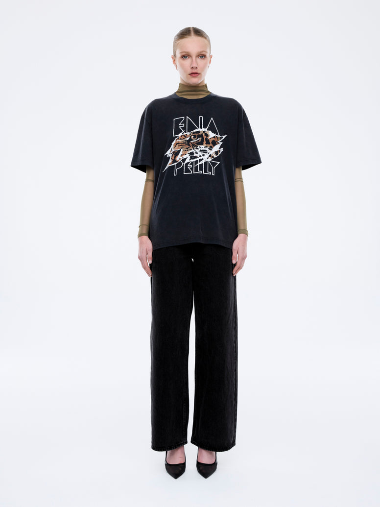 Jessie Oversized Tee Tigers Eye - Vintage Black
